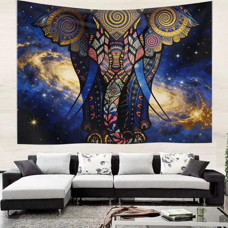 VIKAMA Galaxy Elephant Tapestry, Cosmic Wall Hanging Mandala Wall Art Decor