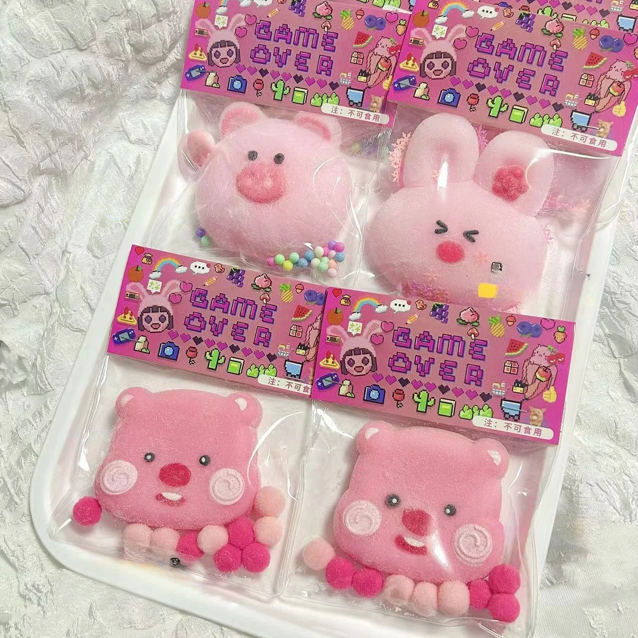 Kawaii Loopy Stress Relief Toys Cartoon Pink Pig Rabbit Squishy Squeeze Toy Adult Kids Decompression Doll Party Supplies