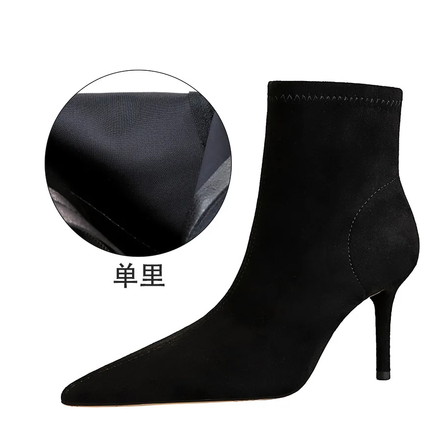 Style Minimalist High Heel Suede Pointed Sexy Nightclub Slimming High-heeled Tube Women's Short Boots Women Pumps туфли женские