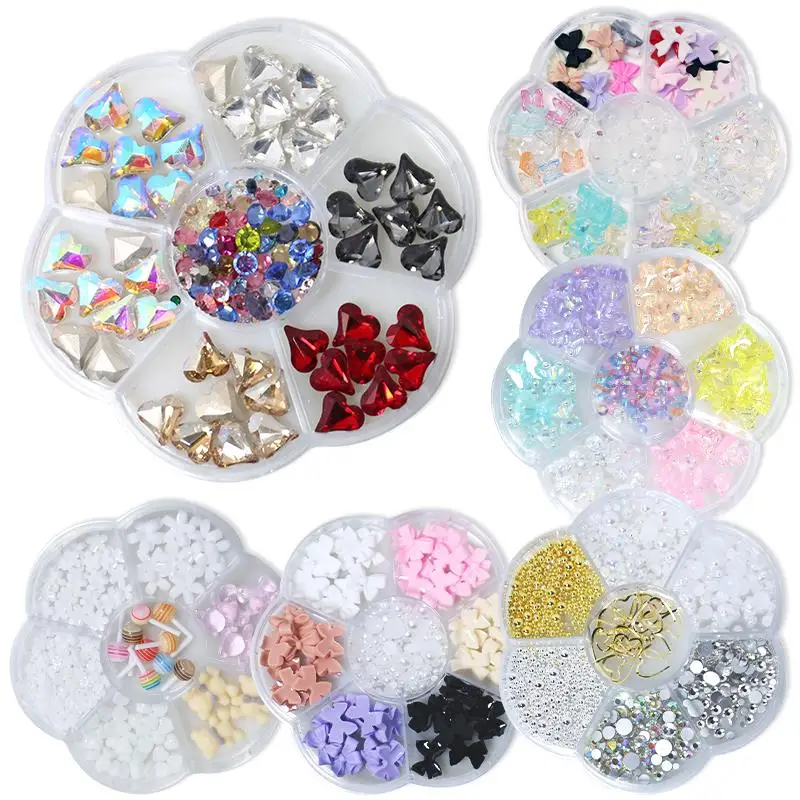 Kit de Charmes pour Nail Art Cartoon Clou Beaute, Kawaii, Noeud, Ours, Bijoux pour Ongles, Strass, Résine Mixte, Accessoires pour Ongles