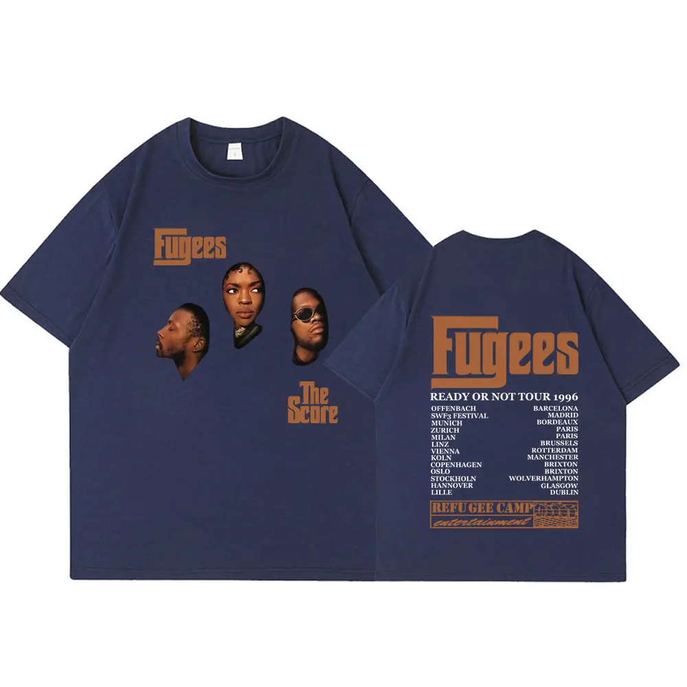 Hip Hop Band The Fugees Score Ready or Not Concert Tour 1996 Oversize T-Shirts Fashion Men\'s Short Sleeve T Shirt Streetwear