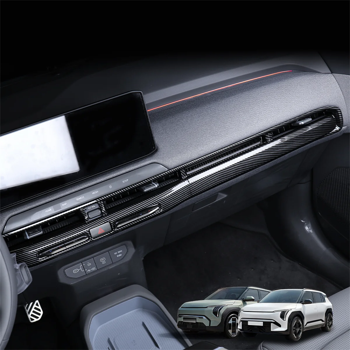 

For Kia EV3 2024 2025 Tuning Carbon Fiber ABS Dashboard Middle Air Conditioner Vent Cover Trim Car Interior Accessories LHD