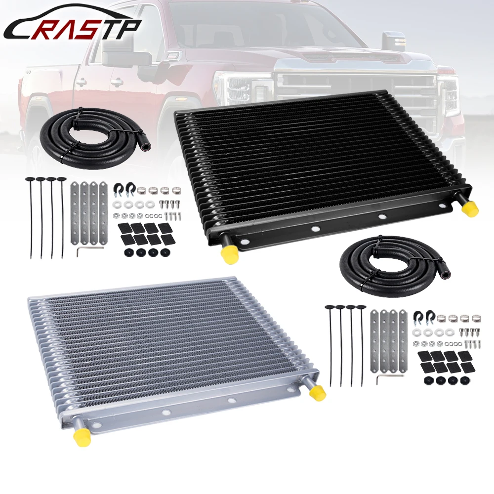 

RASTP-9.6mm 3/8" Transmission Oil Cooler Kit 19 Row 25 Row 32 Row Universal Barb Tube fin Aluminum With Installation Kit OSA029