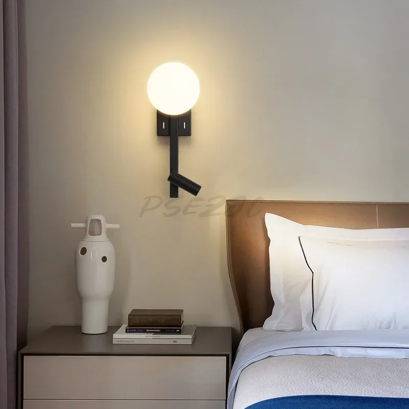 

Bedhead LED Lights Reading Wall Lights Modern and Simple Bedroom and Study Room Switch Lighting