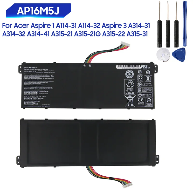 New Battery AP16M5J For Acer Aspire 1 A114-31 A114-32 Aspire 3 A314-31 A314-32 A314-41 A315-21 A315-21G A315-22 A315-31 4810mAh