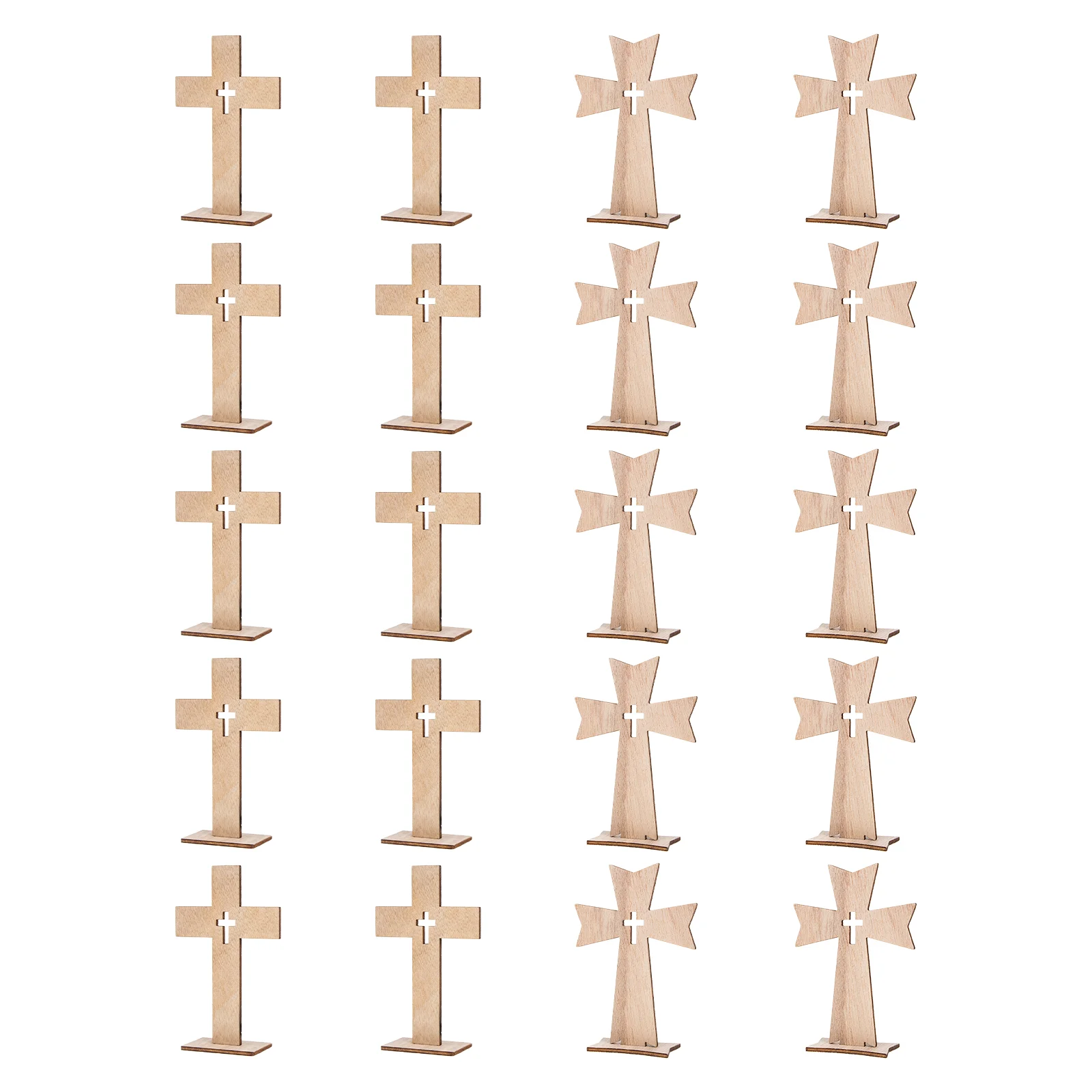 20 Sets Wooden Cross Adornment Simple Design Home Office Decor Compact Size Stable Base Practical Use Party Decoration