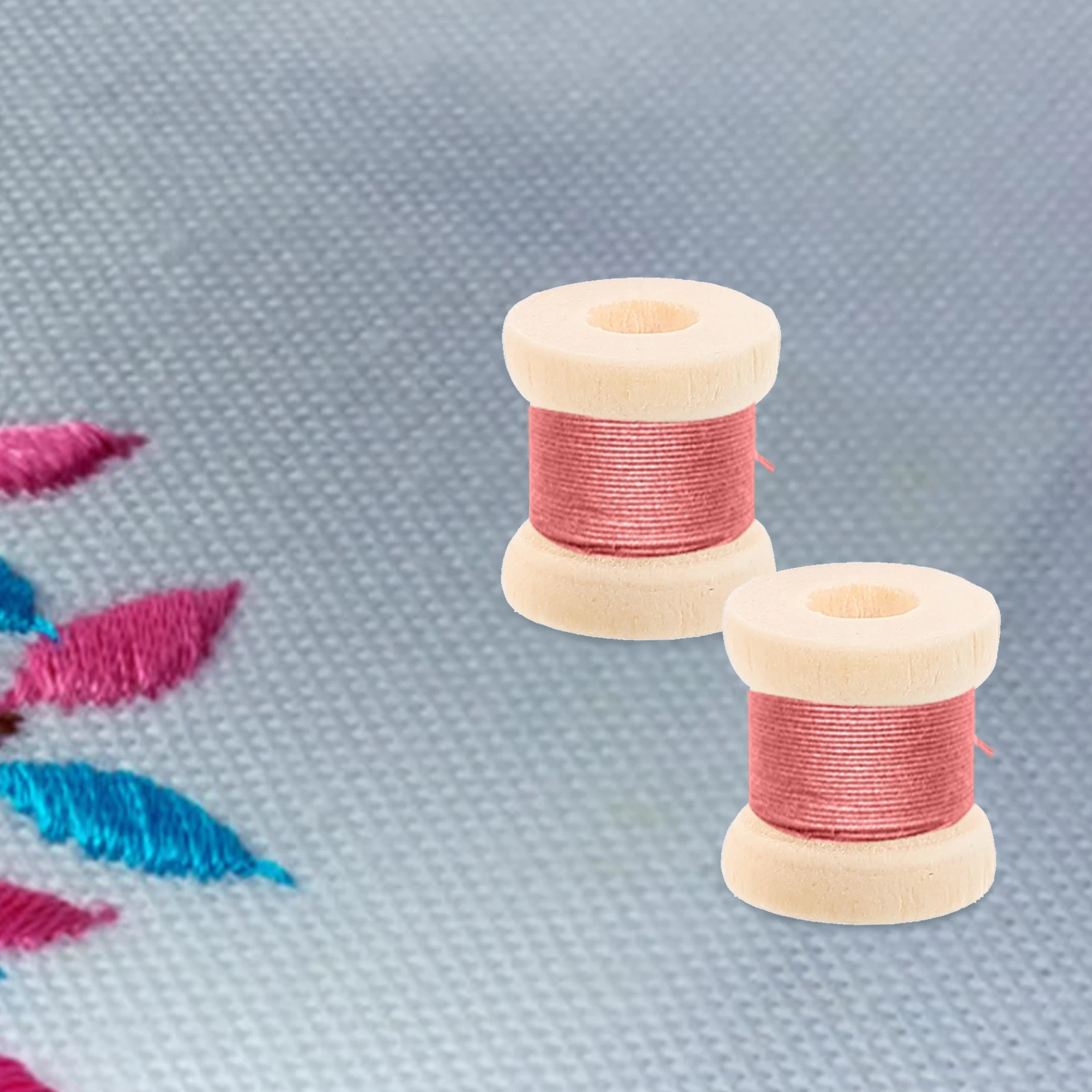 

Crochet Retro Spool Spools of Thread Dental Floss Yellow Wooden Sewing Winding Tool