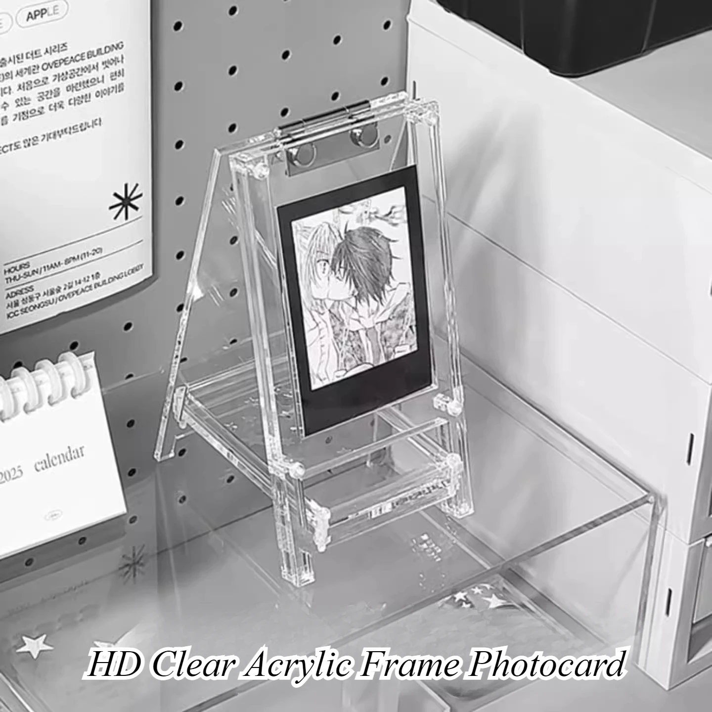 

HD Clear Acrylic Frame Photocard Holder Display Stand 3-inch Cards Collection Storing Frames Desktop Showcase Shelf