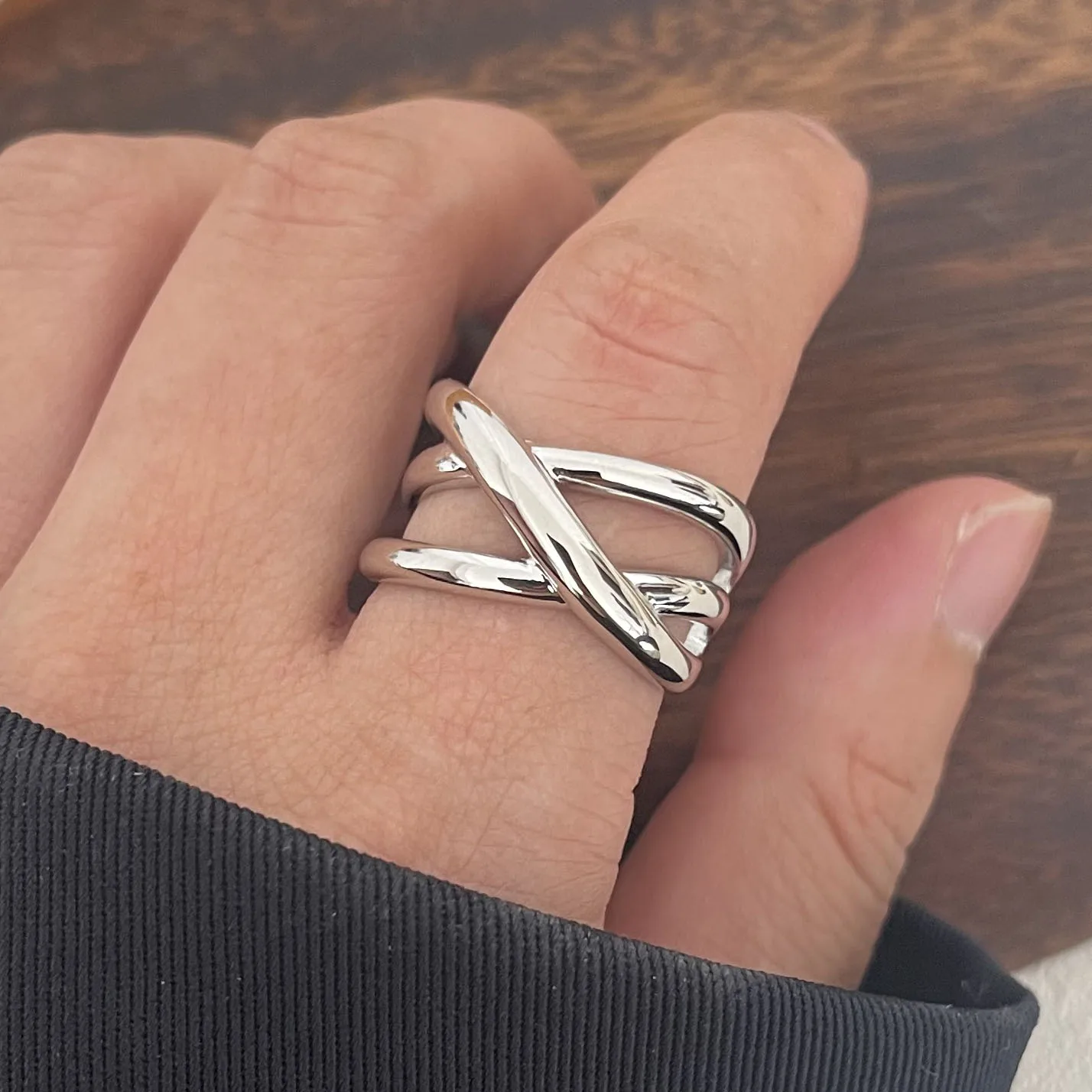 925 Sterling Silver Rings For Women Men Fine Jewelry Finger Adjustable Open Gold Cross Ring For Party Birthday Gift