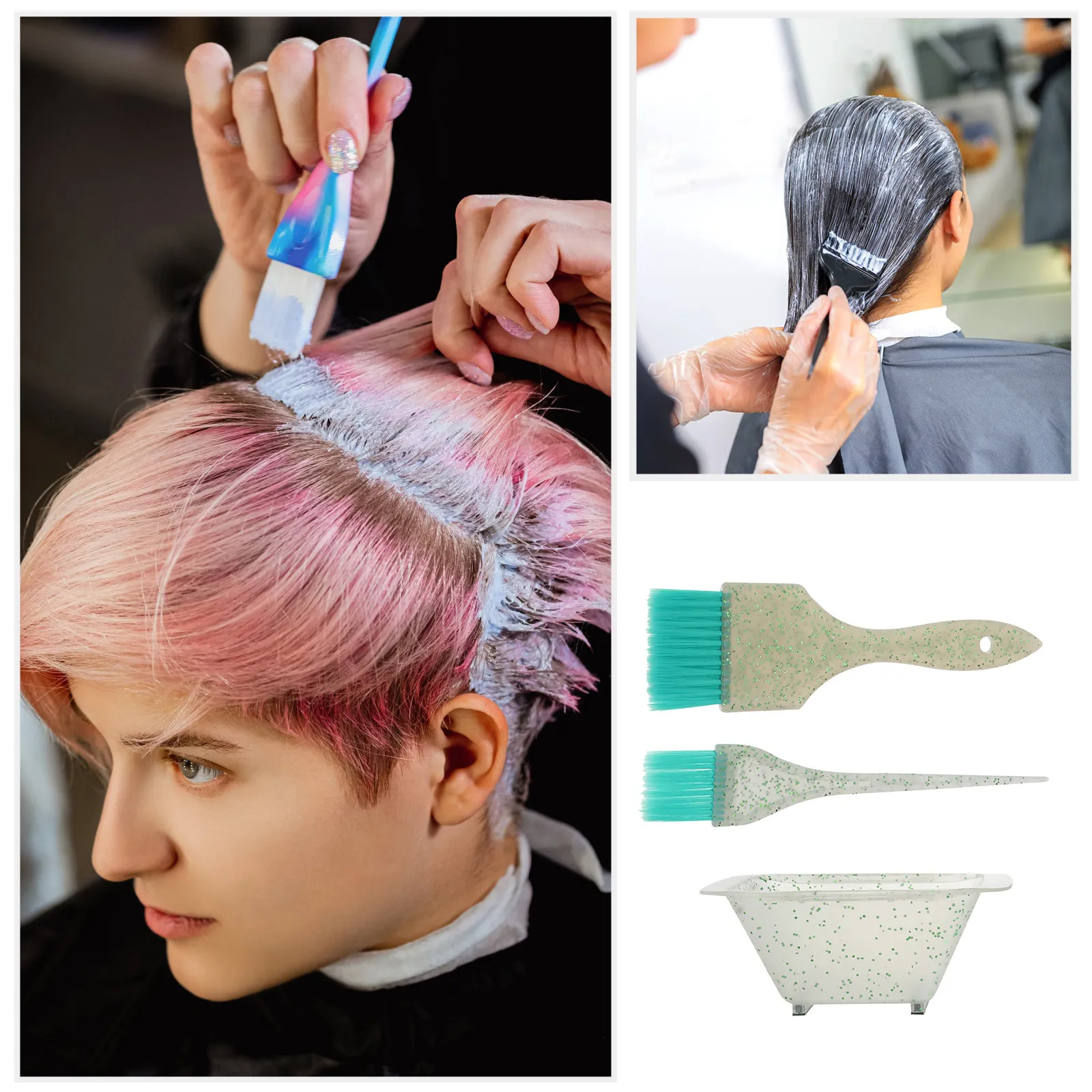 1Set Hair Dye Brush Set with Deep Mixing Bowl Salon Hair Coloring Tools Ultra Bristles Comfort Grip for Even Color Distribution