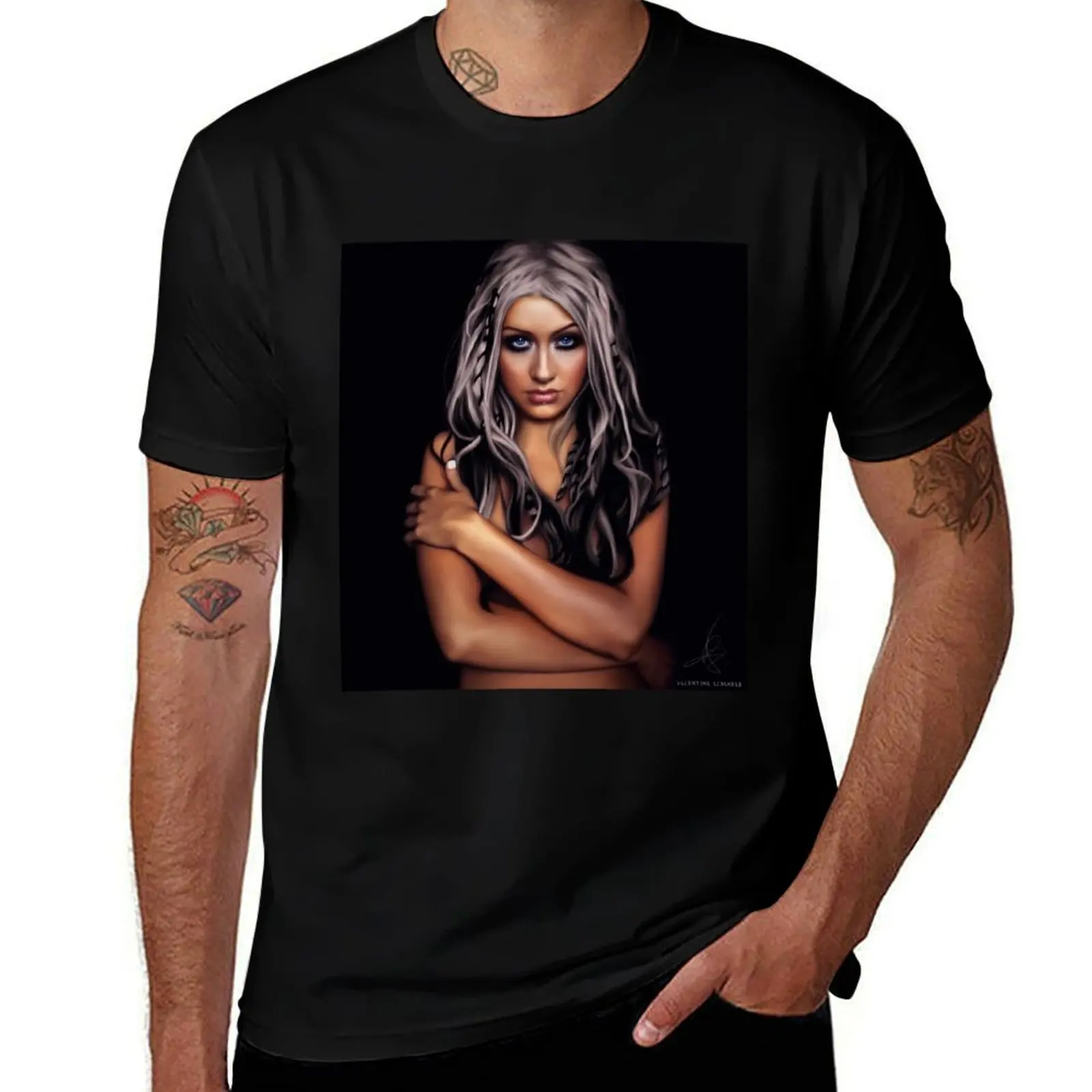 Xtina Stripped T-Shirt customs design your own vintage plus size tops mens tall t shirts