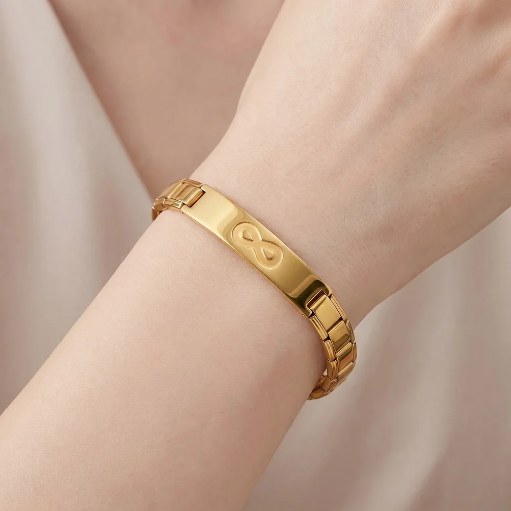 Personalized Heart Gold Colour DIY Making Women Men Italian Charm Stainless Steel Splicing Dismantling Bracelet Fashion Jewelry