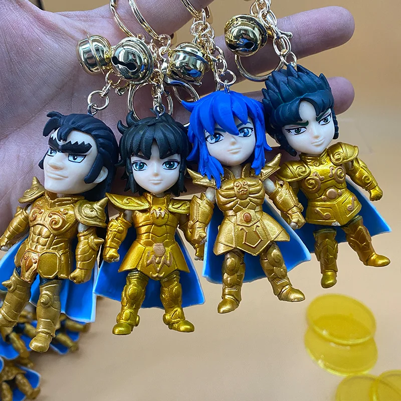 

12pcs Gold Saint Exquisite Seiya Twelve Constellation Gacha10cm Mini Keychain Bag Pendant Doll Figure Model Toy Creative Gift