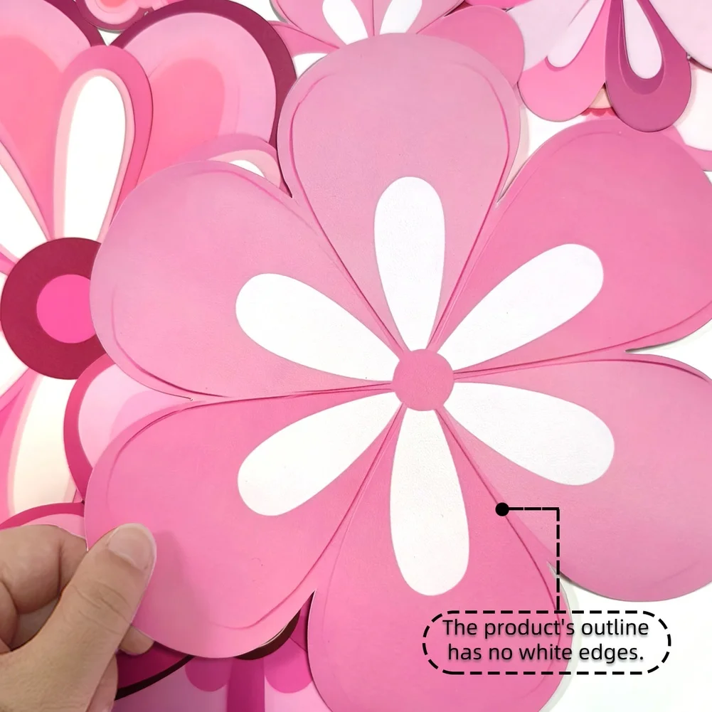 For Sweet Room Decor 2.76in To 8.66in Pink Flower Wall Decals for versatile Room Decor Ideas Easy Repositioning Sturdy