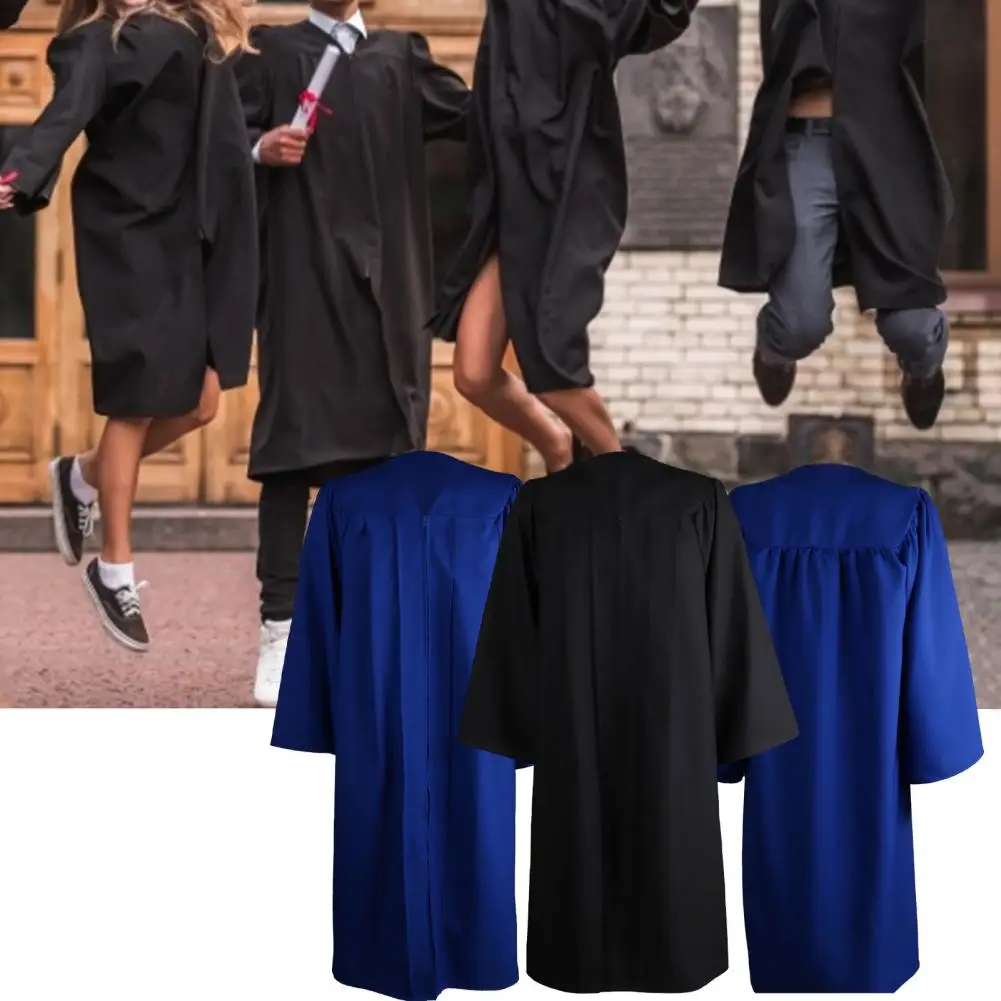 Afstudeerkwastjes Pet Jurk Effen Kleur Rits Unisex Matte Losse Pasvorm Vrijgezelmuts Gewaad Volwassen Bachelor Cap Gewaad Academische Jurk