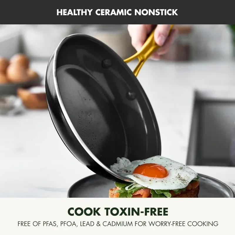 Swift Cookware Pot and Pans PFAS & PFOA-Free Healthy Ceramic Nonstick Stainless Steel Handle Versatile Cooking Essentials