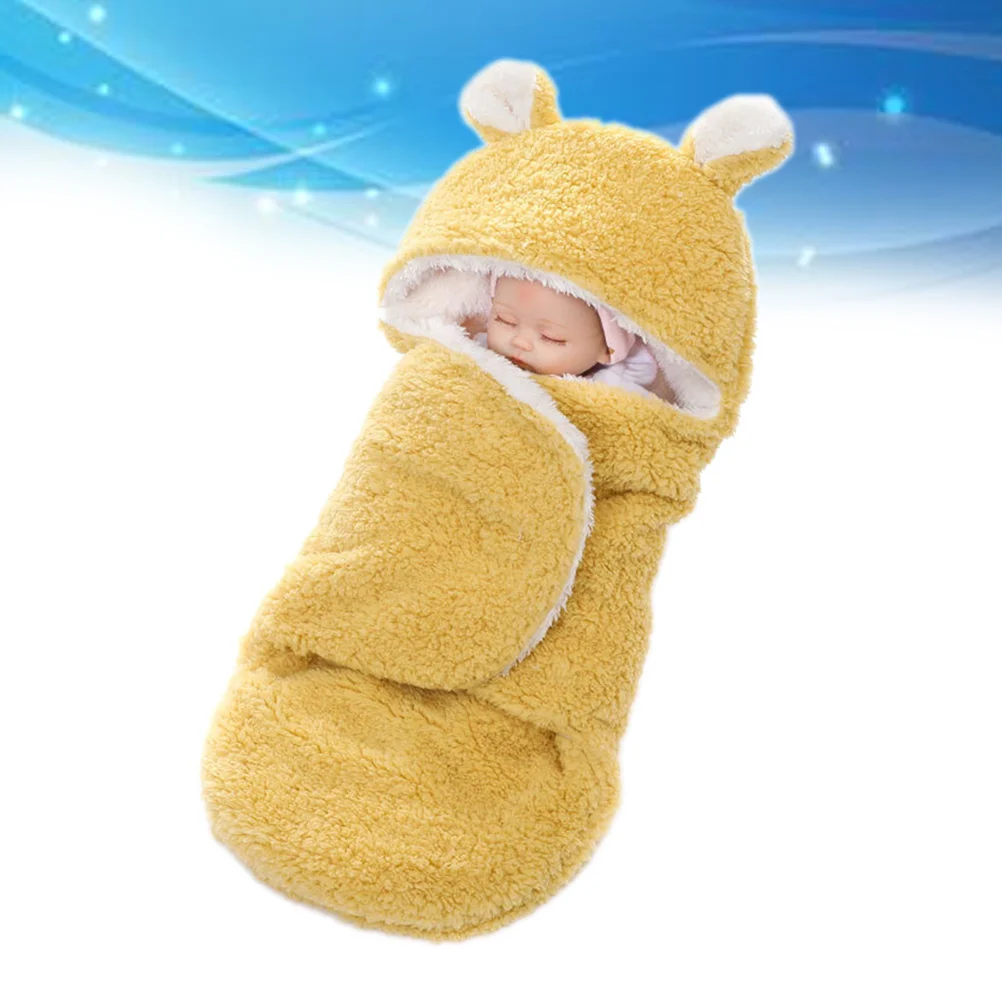طفل قماط بطانية 2-Layer الكرتون الحيوان نمط دافئ مريح الوليد التفاف قابل للتعديل مقنعين قماط كيس النوم