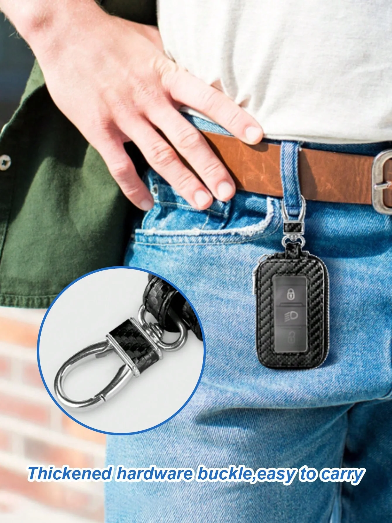 

Car Fiber Transparent Window Keychain Bag, Universal, Metal Belt Clip, Waterproof Zipper/Velcro, Waist-Mount, Unisex, Large Capa