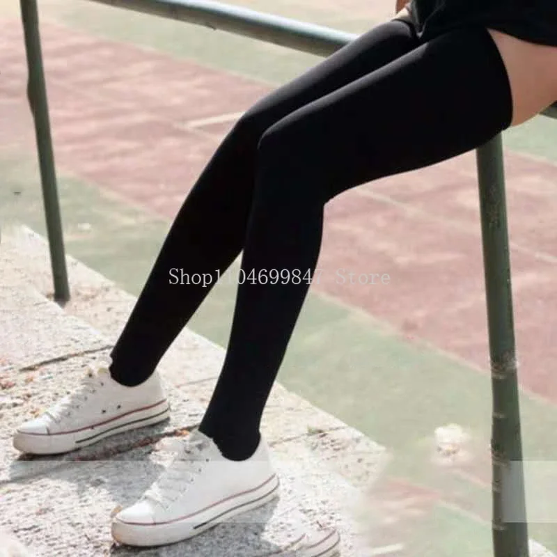 Japanese Student  Cosplay Socks Cheerleading White Anti-slip Slim Velvet Stockings Sheer Tights Long Tube Over The Knee Girls