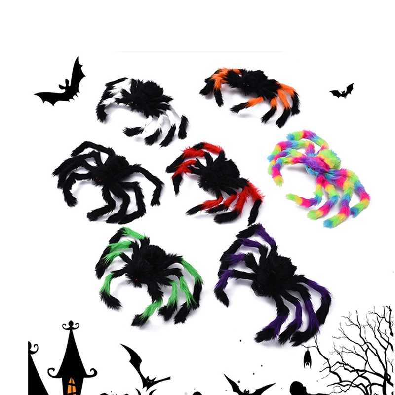 Grande araignée en peluche pour Halloween, jouet créatif, modèle de simulation amusante, décorations de fête, ornements de jardin, nouveauté