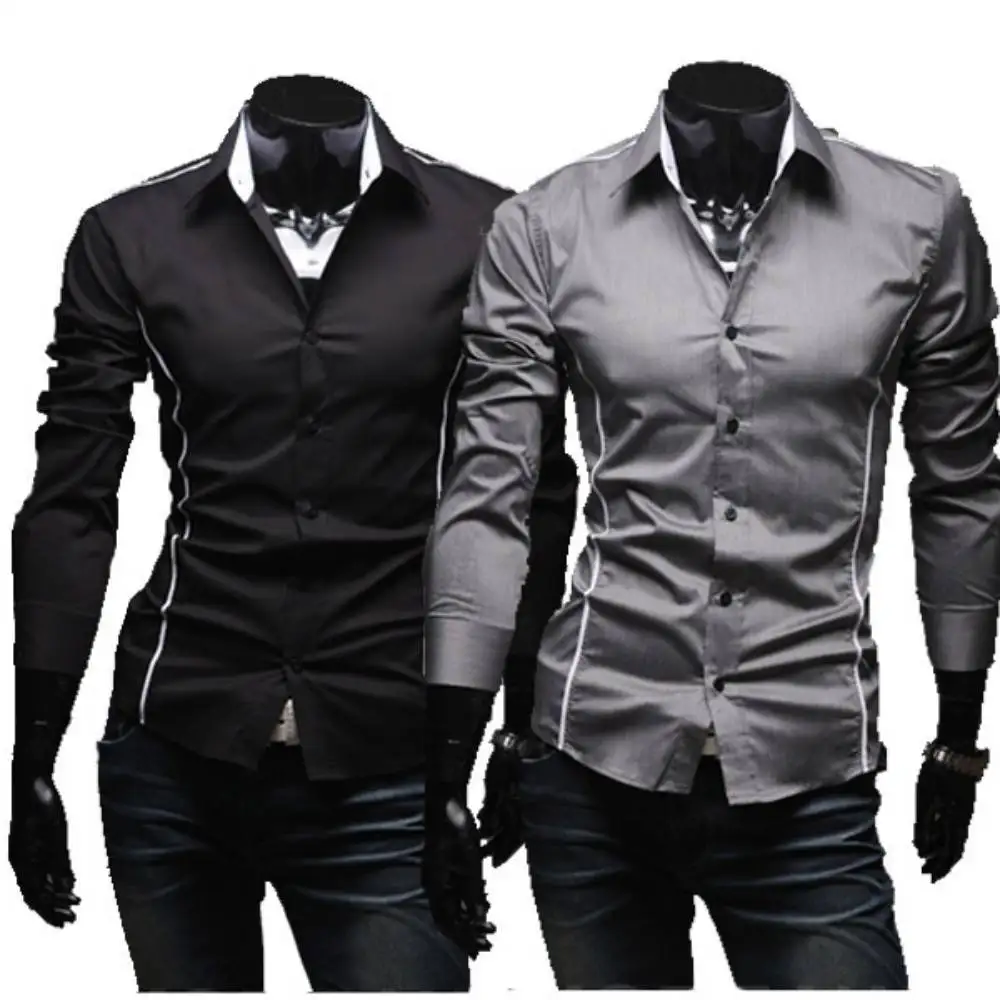 

Men Shirts Trendy Square Collar Slim Fit Commuting Long Sleeve Tops Classic Social Party Dress Formal Shirt Casual Clothes