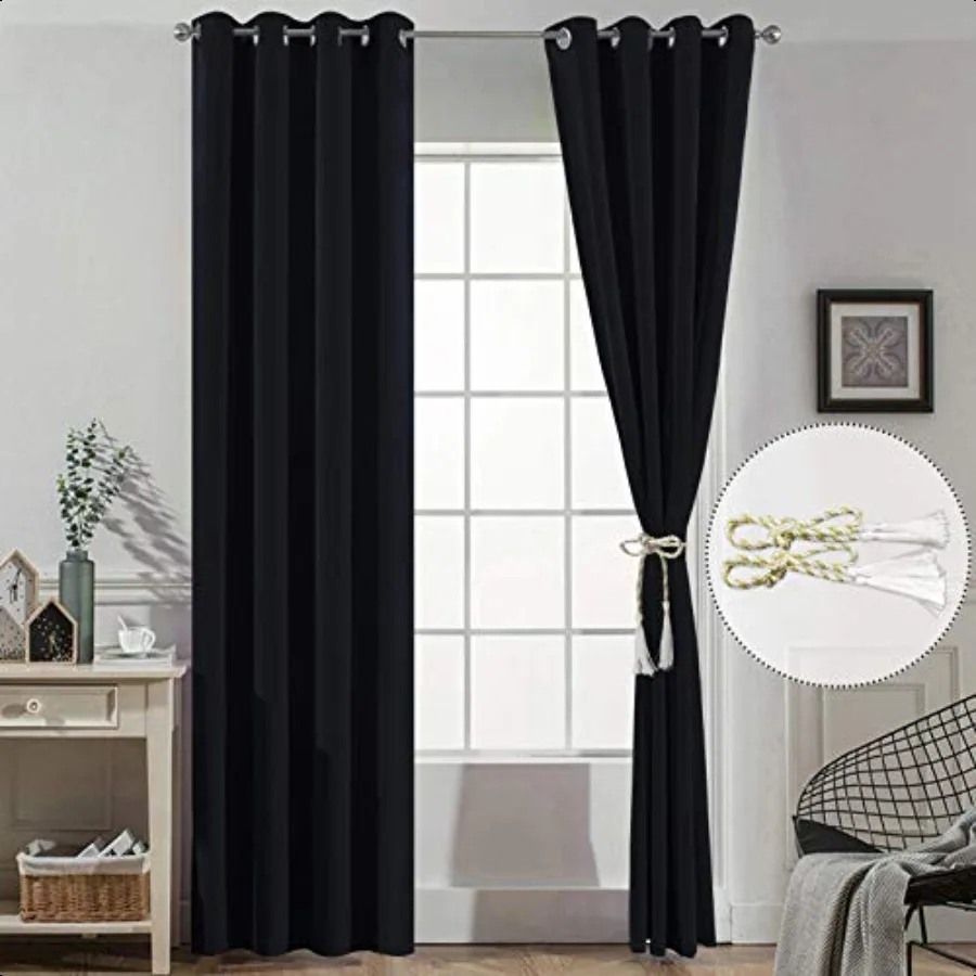 84 Polegada cortinas blackout longas para o quarto com isolamento térmico escurecimento preto cortina de bloqueio de luz cortinas blackout para l