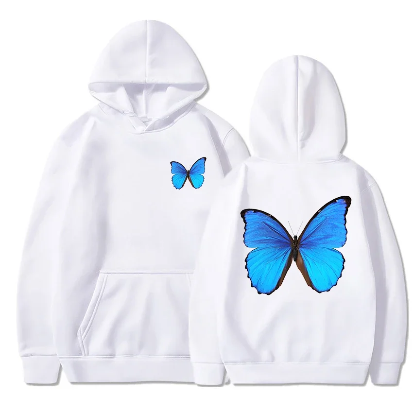 Women Sportwear Butterfly Print Hoodies Set Unisex Casual Tracksuit Sports Joggers Hooded Sweatshirts Sweatpants 2PCS Outfits