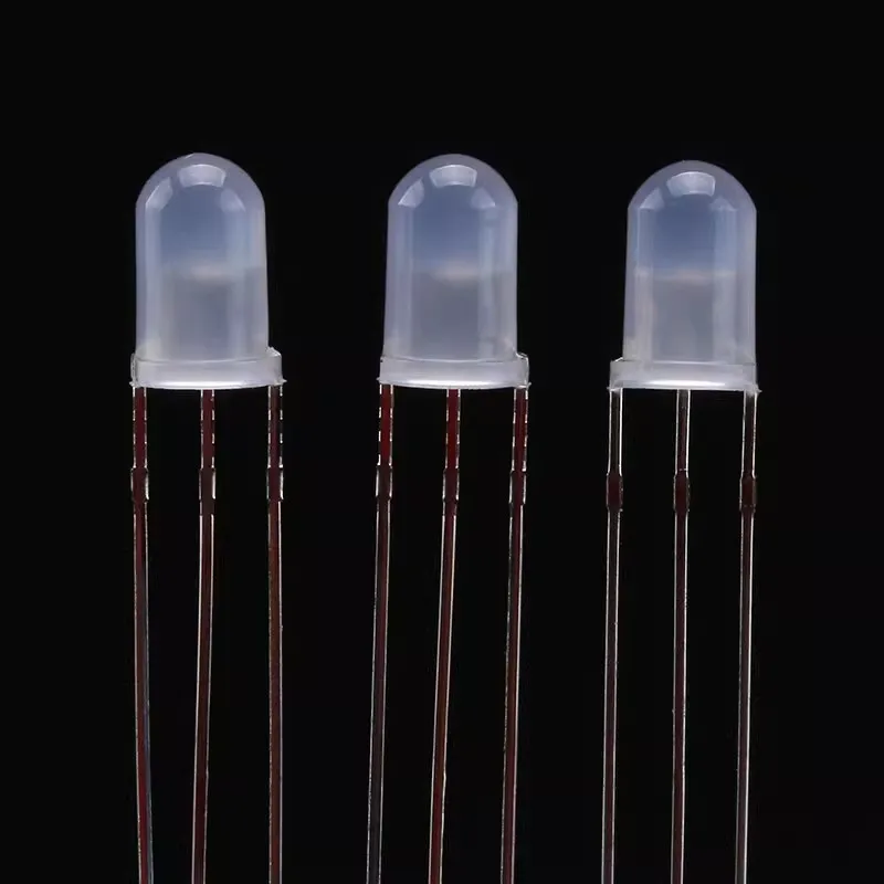 50PCS 3mm 5mm Bicolor Lamp Red Green Blue Common Anode / Cathode 3Pin Diffused Foggy Type Highlight LED Emitting Diode DIY KIT