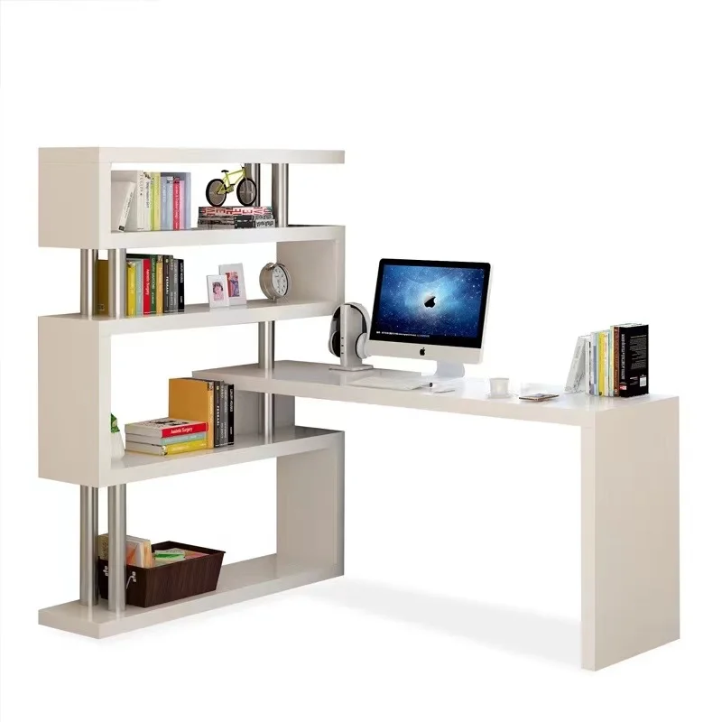 Standing Computer Desk with Bookshelf product photo