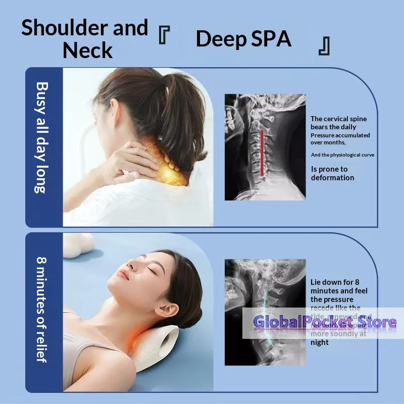 Cervical Support Massage Pillow C-Shaped Contour Fatigue Relaxation Neck Shoulder Relaxer Multi-Purpose Use Acupressure Desig