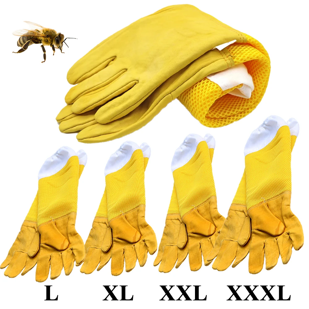 Ventilated Beekeeping Gloves 3 Layer Sheepskin Safety Protective With Long Sleeve Anti Sting For Apicultura Accessory Supplies