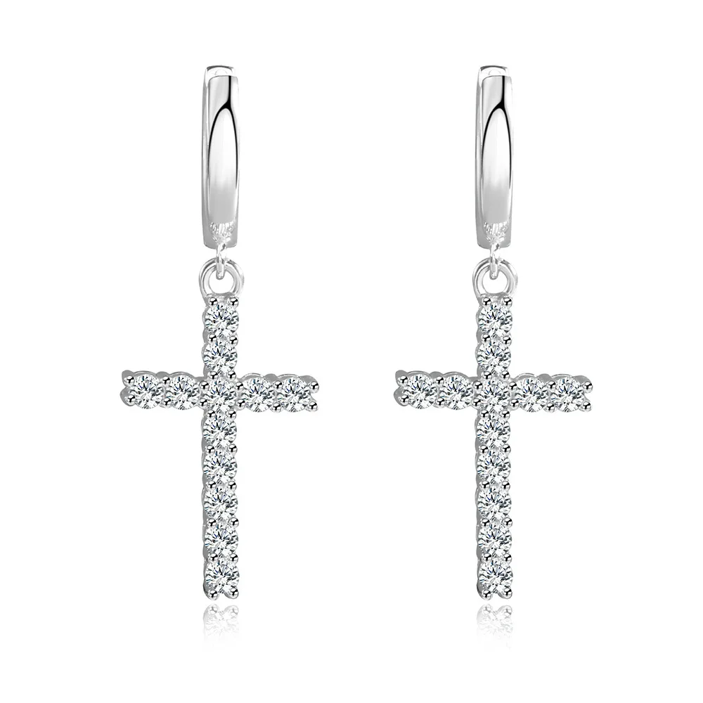 

LYCFN 2 мм серьги-кольца с крестом из муассанита для женщин и мужчин с круглыми бриллиантами GRA, однотонные серьги S925, посеребренные, 18-каратное золото, серьги