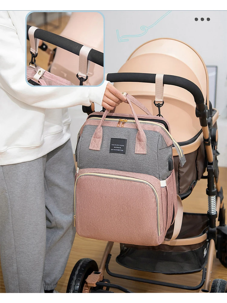 Mochila plegable para mamá, bolsa ligera y portátil para cuna, de gran capacidad, para bebé y Mujer