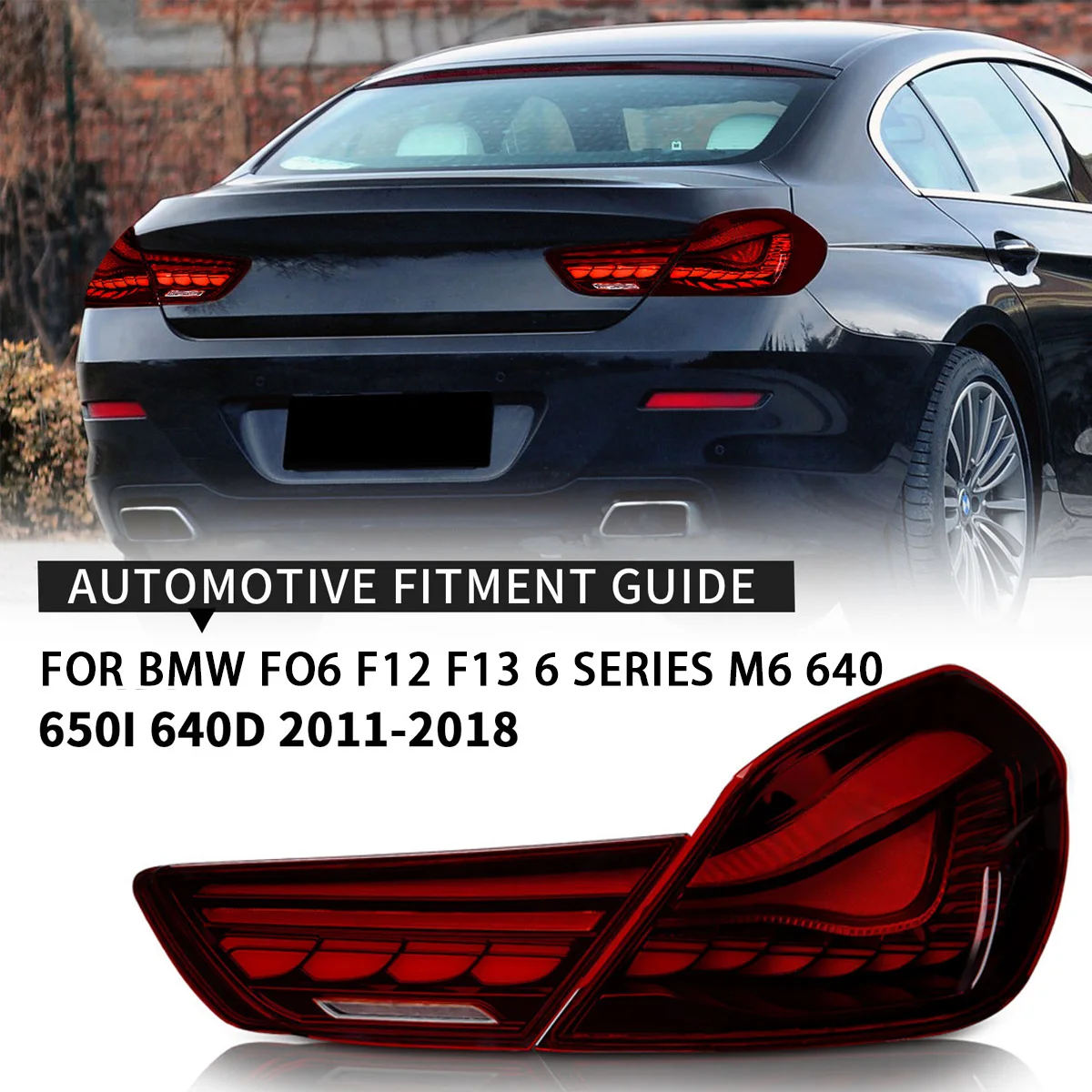 SINDAR 2Pcs LED Rear Tail Lights For BMW 6-Series F06 F12 F13 2010-2017 w/Animation DRL