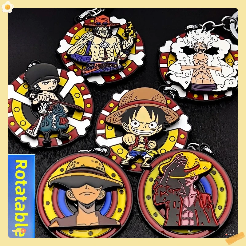 

Anime One Piece: Rotating Keychain, Cartoon Straw Hat, Luffy, Solon, Ace, Car Keychain, Bag, Pendant, Gift