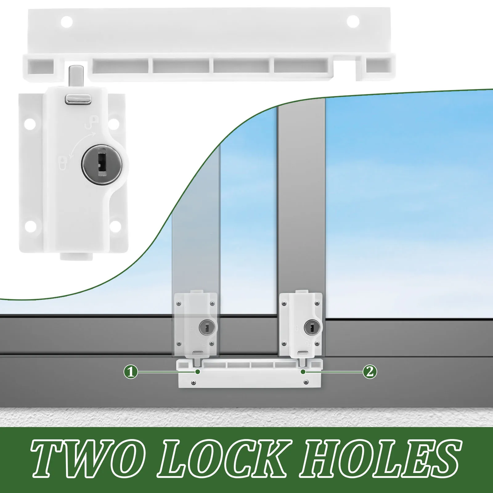 2/4Pcs Sliding Door Locks Sturdy Multifunctional Sliding Patio Door Lock Easy to Install Glass Window Security Locks with Keys
