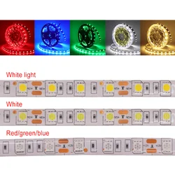 LED Streifen 5050 DC 12V 24V RGB Warm Weiß 5 Meter Wasserdichte Flexible Licht Streifen 60LED/MLed band Luces Lampe Band Tv Hintergrundbeleuchtung