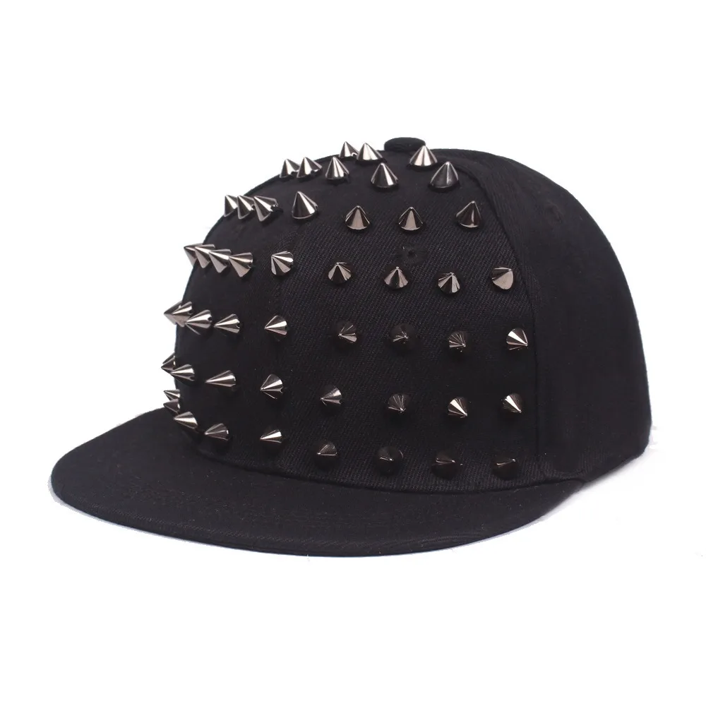 

Fashion Sunshade Rivet Flat Hat Breathable Adjustable Hip Hop Hat Punk Rock Baseball Cap Unisex