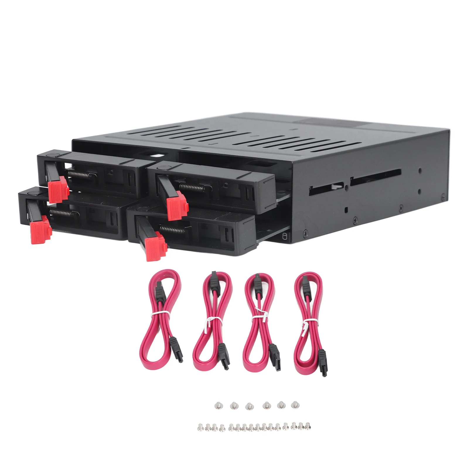 4 Bay HDD Cage Chassis 5.25in Drive Tray 2.5in SATA Mobile Rack Compatible 9.5mm 12.5mm Thick Bottom Hard Drives SSDs