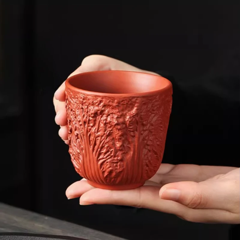 1Pc Yixing Handmade Purple Clay Teacup Authentic Dahongpao Tea Bowl Travel Portable Pu'er Master Cup Chinese Tea Set Supplies