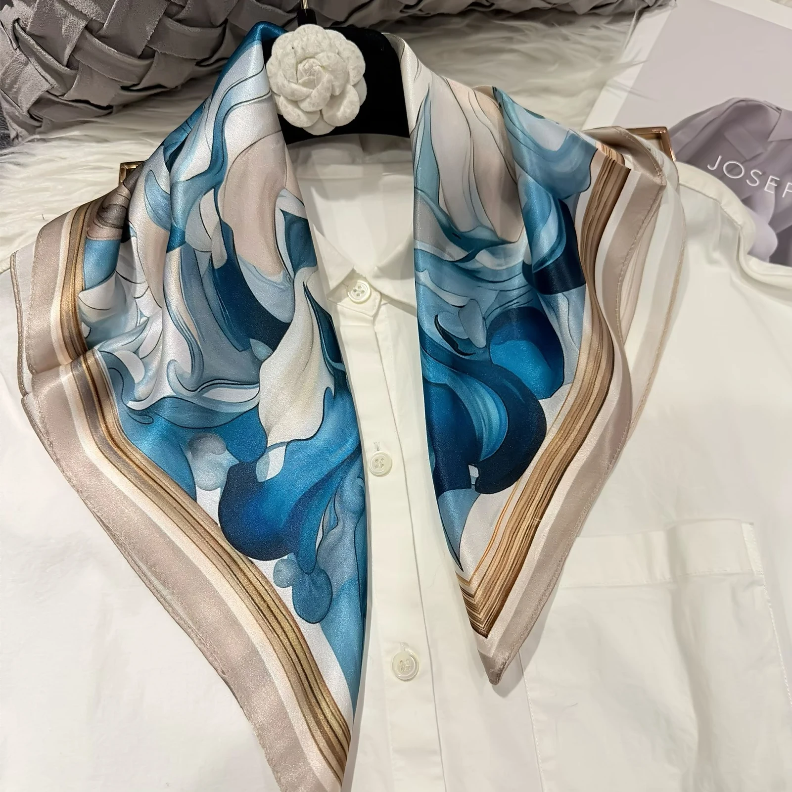 

[BYSIFA] Модный шелковый платок цвета хаки, 100% шелк, для волос, женский, маленький квадратный платок, элегантный женский шарф на шею, 53*53 см