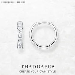 White Zircon Hinged Hoop Earrings Creole Europe Glam Fine Jewerly For Women Romantic Gift In Solid 925 Sterling Silver