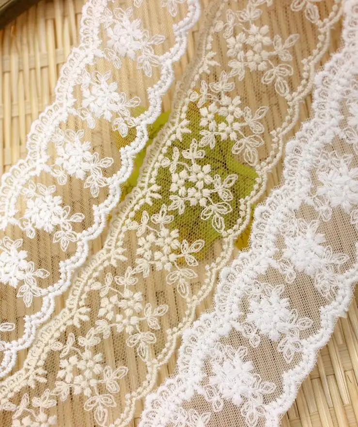 15 Yards/Lot ,DIY Hand Sewing Materials Accessories Lace Wide 4.5cm Cotton Embroidery.RS1365