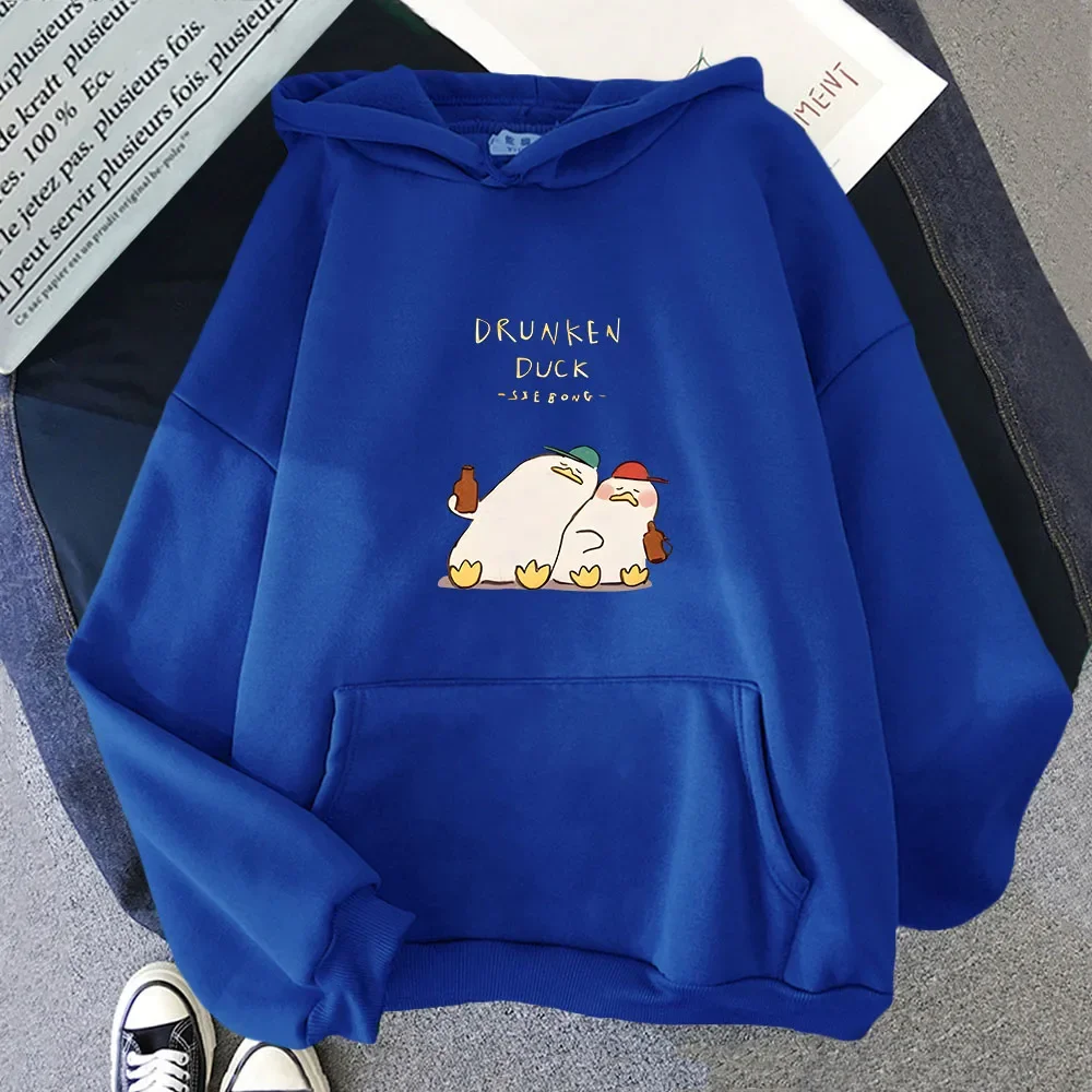 Kawaii I'm Sick of Everything Hoodies for Women Clothing Cartoon Anime Duck Sweatshirt Y2k Pullover Men Top Long Sleeve Casual