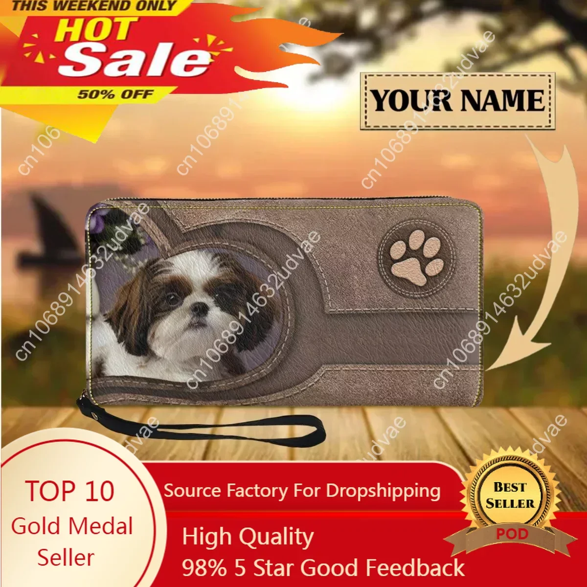 

Cute Funny Shih Tzu Maltese Dog Design Wallet Elegant Fashion Outgoing Leather Wrist Bag New Long Zipper Multifunction Wallet