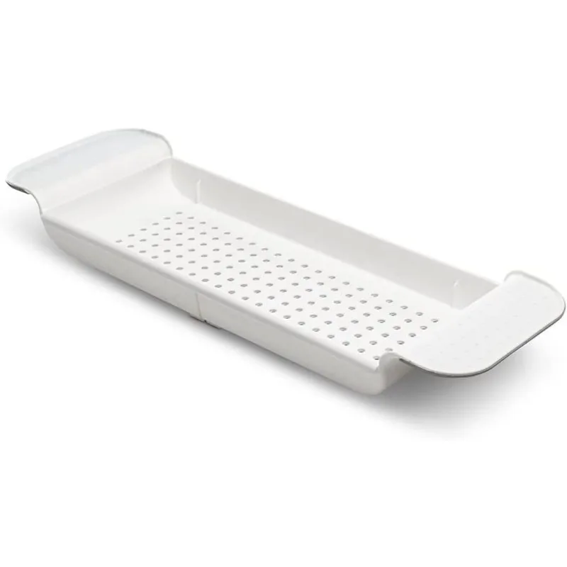 Expandable Bath Tray for Bathtubs Plastic Shower and Bath shelf caddy white Multifunctional bathtub bathroom organizer