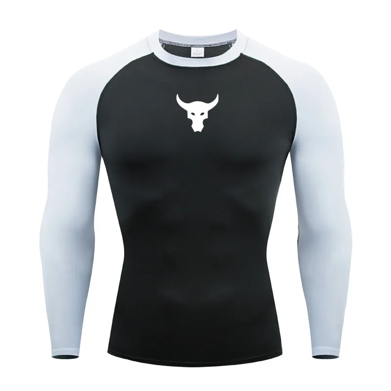 Men Round Neck Quick dry Long-Sleeved Compression Long Sleeved Sports Fitness Tight T-shirt Running