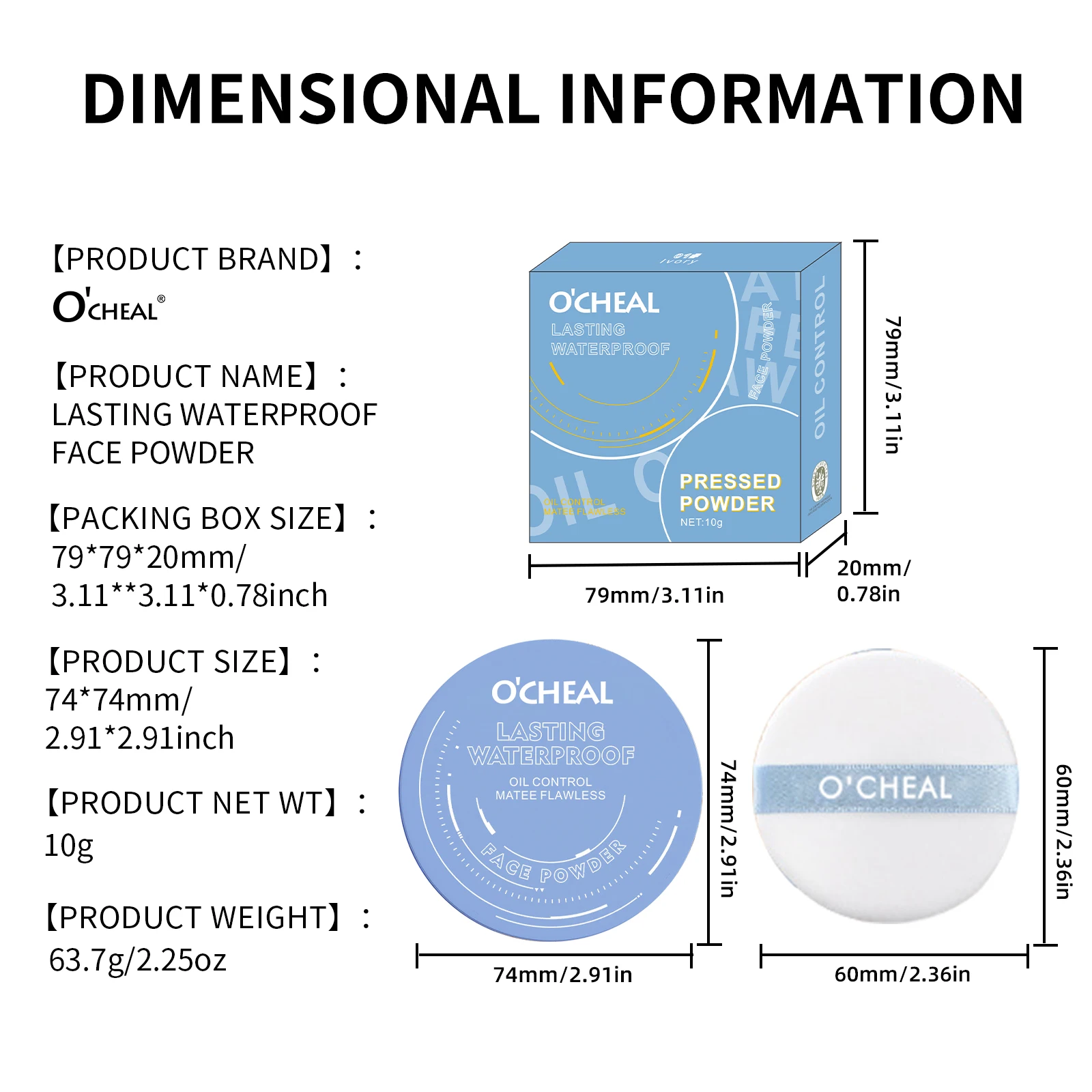 Ocheal Matte Face Setting Powder Oil-control Lightweight Radiant Foundation Pressed Powder Face Full Coverage Makeup Cosmetic