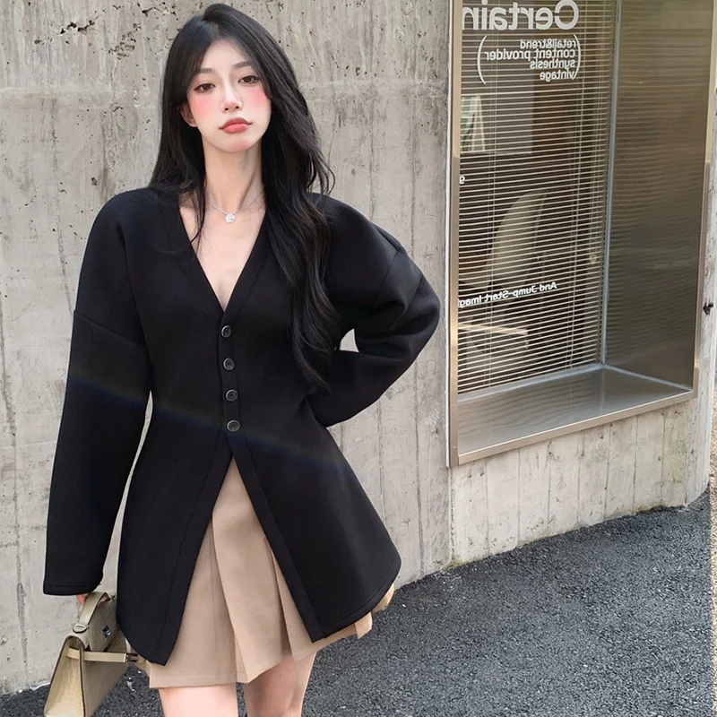 

Элегантный женский комплект больших размеров из двух предметов: юбка-пудель с завышенной талией и блузка с длинным рукавом в корейском стиле для офиса и повседневной носки