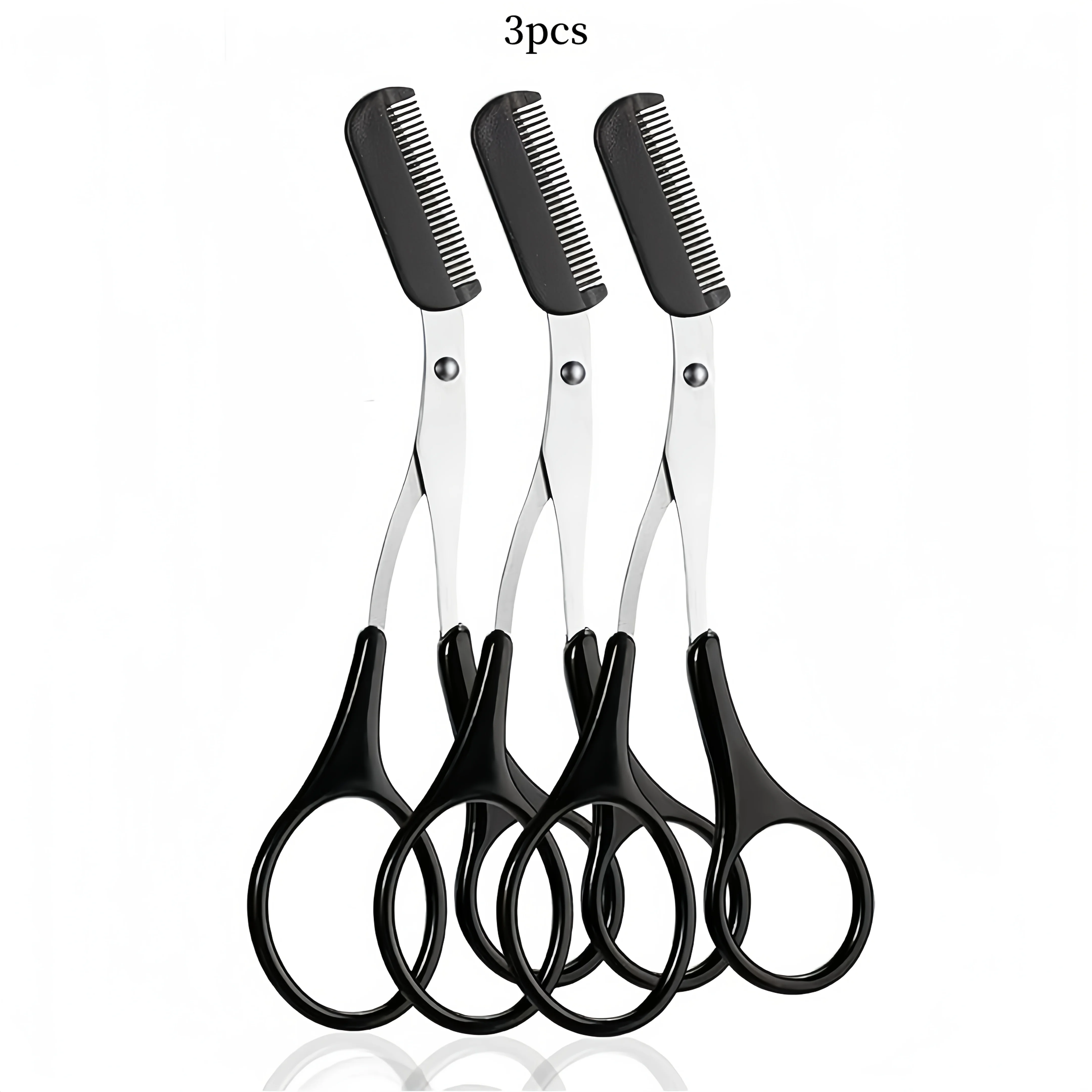 3pcs Professional Eyebrow Trimmer Scissors with Comb,Stainless Steel Ambidextrous,Unscented - Ideal for Men & Women Hair Removal